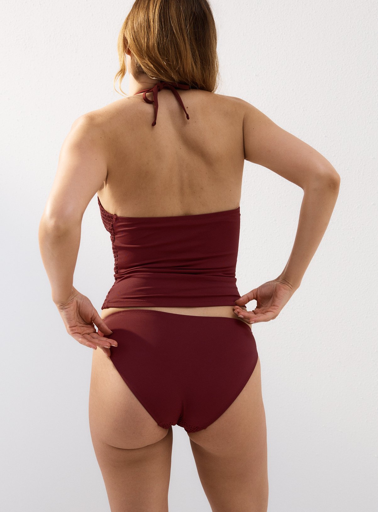 Berry Red Shirred High Leg Tankini Bottoms 18 - Image 4 thumbnail